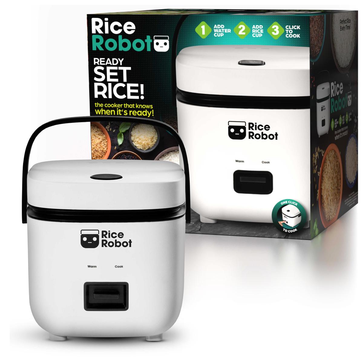 Rice Robot - All in One Cooker - Cook Anything with a single button! PFAS-free, Nonstick Ceramic Bowl, Steamer Tray, Measuring Cups, Recipe Book with 60 Recipes, & Serving Spoon