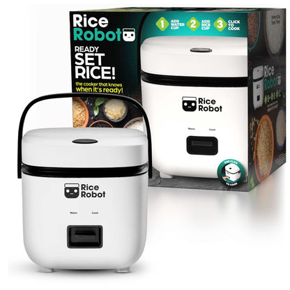 Rice Robot - All in One Cooker - Cook Anything with a single button! PFAS-free, Nonstick Ceramic Bowl, Steamer Tray, Measuring Cups, Recipe Book with 60 Recipes, & Serving Spoon