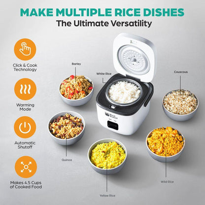 Rice Robot - All in One Cooker - Cook Anything with a single button! PFAS-free, Nonstick Ceramic Bowl, Steamer Tray, Measuring Cups, Recipe Book with 60 Recipes, & Serving Spoon