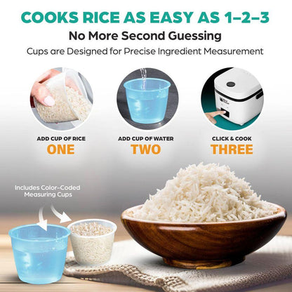 Rice Robot - All in One Cooker - Cook Anything with a single button! PFAS-free, Nonstick Ceramic Bowl, Steamer Tray, Measuring Cups, Recipe Book with 60 Recipes, & Serving Spoon