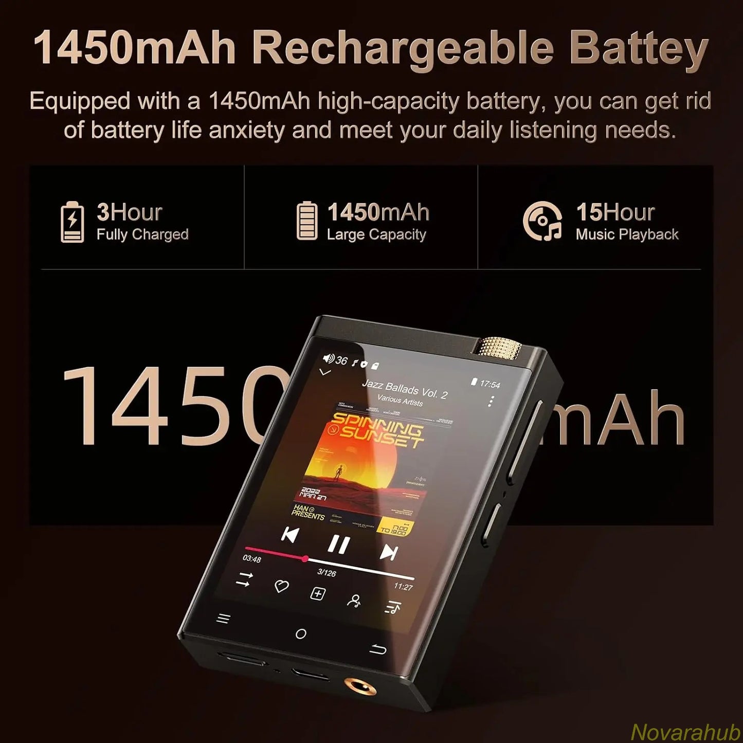 MP3 Player with Bluetooth and Wi-Fi, Lossless DSD High-Resolution Portable Digital Audio Music Player with 64GB Memory Card, Supports up to 1TB Storage, Portable Players