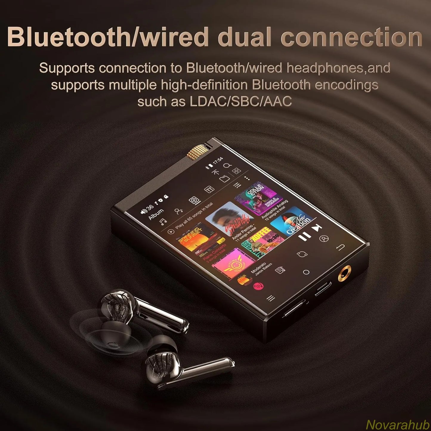 MP3 Player with Bluetooth and Wi-Fi, Lossless DSD High-Resolution Portable Digital Audio Music Player with 64GB Memory Card, Supports up to 1TB Storage, Portable Players