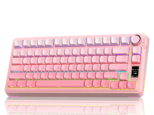 Wireless Mechanical Gaming Keyboard with Screen Knob RGB Rainbow Backlit Tri-Mode 2.4G USB-C Bluetooth5.0 Hot Swappable Gaming Keyboard for Gamers Gaming PC Accessories Creamy Keyboard for PC/Mac/Linux