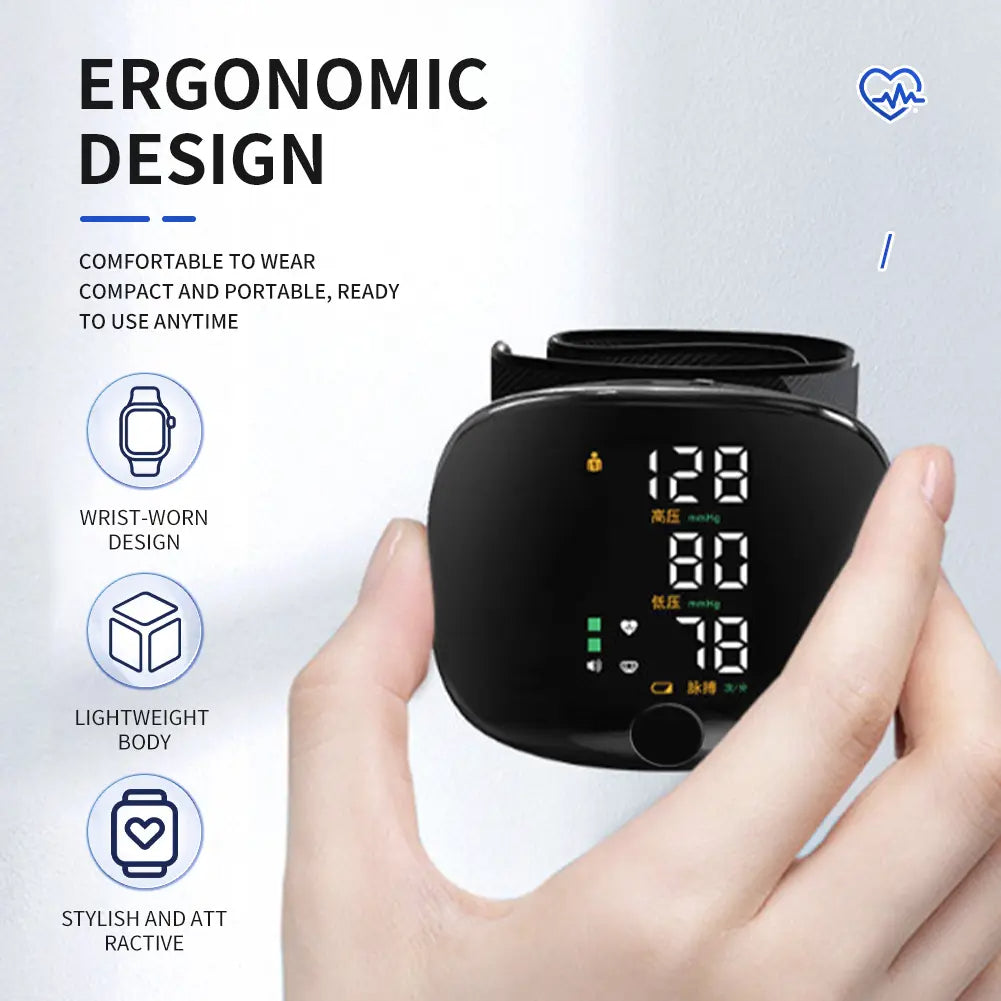 【New Upgraded】Rechargeable Wrist Blood Pressure with LED Touch Screen, Voice Broadcast & 99x2 Memory — Accurate Home BP Tracking Made Simple,Suitable 5.3 - 7.6 inches