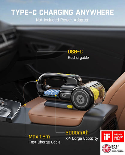 Cordless Car Vacuum, 17000Pa Handheld Vacuum Suction Power, Smart LED Display, Portable for Car Home Pet (Deluxe with Flexible Hose&Pet Brush)
