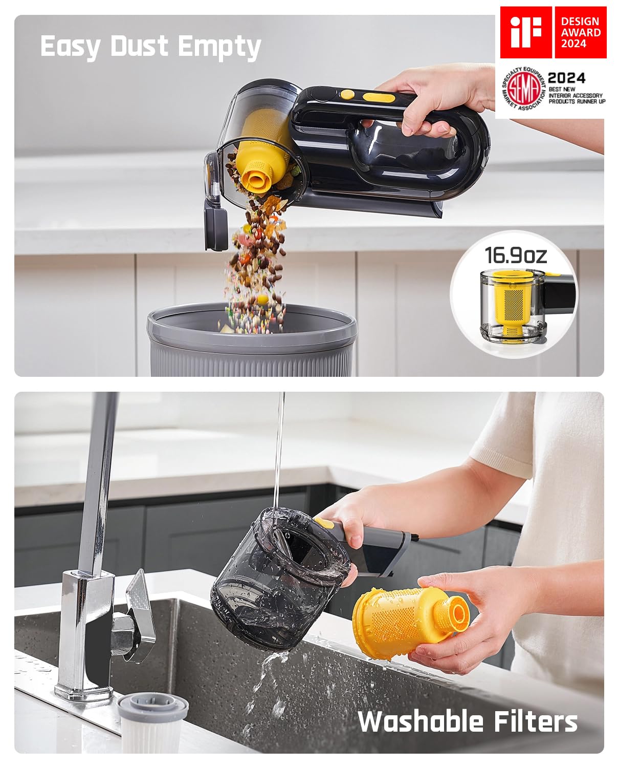 Cordless Car Vacuum, 17000Pa Handheld Vacuum Suction Power, Smart LED Display, Portable for Car Home Pet (Deluxe with Flexible Hose&Pet Brush)