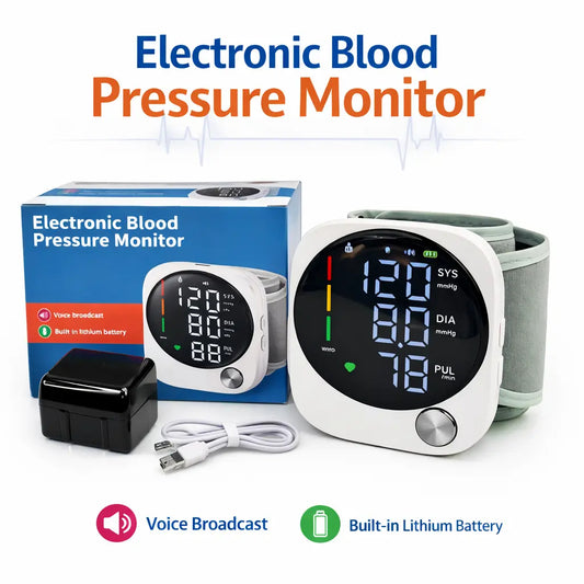 【New Upgraded】Rechargeable Wrist Blood Pressure with LED Touch Screen, Voice Broadcast & 99x2 Memory — Accurate Home BP Tracking Made Simple,Suitable 5.3 - 7.6 inches