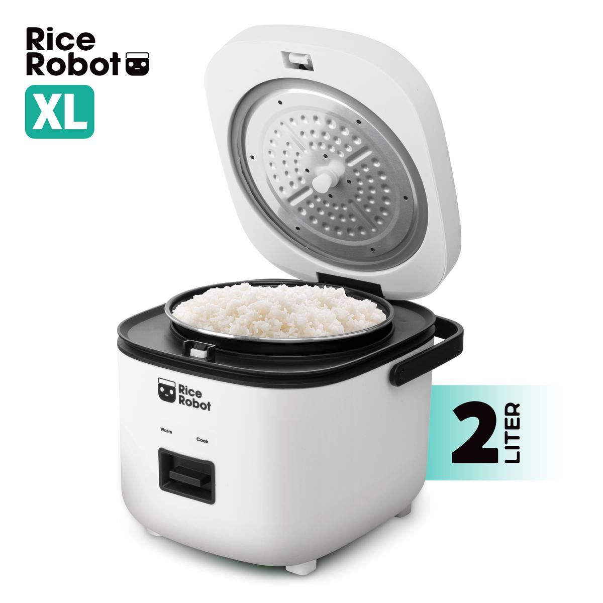 Rice Robot - All in One Cooker - Cook Anything with a single button! PFAS-free, Nonstick Ceramic Bowl, Steamer Tray, Measuring Cups, Recipe Book with 60 Recipes, & Serving Spoon