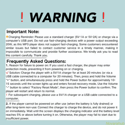 MP3 Player with Bluetooth and Wi-Fi, Lossless DSD High-Resolution Portable Digital Audio Music Player with 64GB Memory Card, Supports up to 1TB Storage, Portable Players