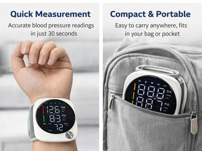 【New Upgraded】Rechargeable Wrist Blood Pressure with LED Touch Screen, Voice Broadcast & 99x2 Memory — Accurate Home BP Tracking Made Simple,Suitable 5.3 - 7.6 inches