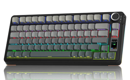 Wireless Mechanical Gaming Keyboard with Screen Knob RGB Rainbow Backlit Tri-Mode 2.4G USB-C Bluetooth5.0 Hot Swappable Gaming Keyboard for Gamers Gaming PC Accessories Creamy Keyboard for PC/Mac/Linux